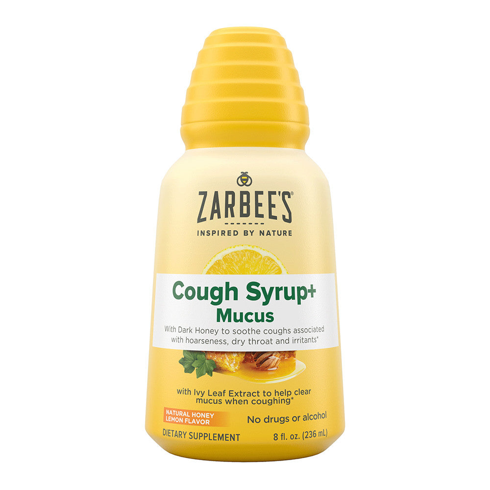 Zarbees Naturals Cough Syrup Plus Mucus Natural Honey Lemon Flavor, 8 Oz